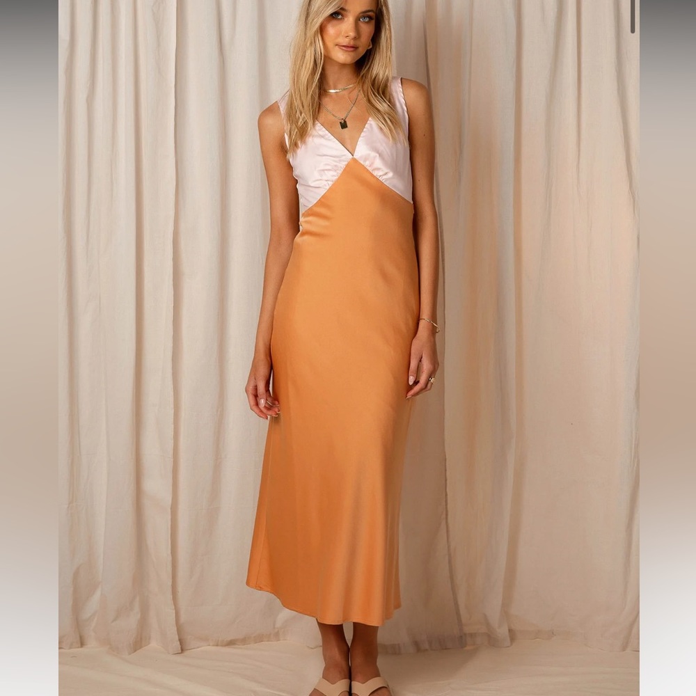 Pepper mayo Loren Maxi dress orange splice NWT